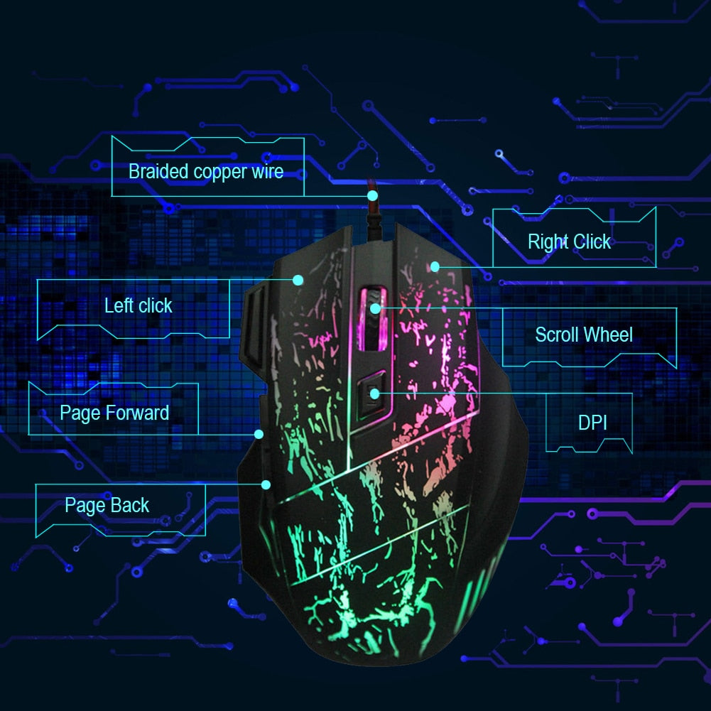 Sparky Transparent Luminous Gaming Mouse with RGB Glow